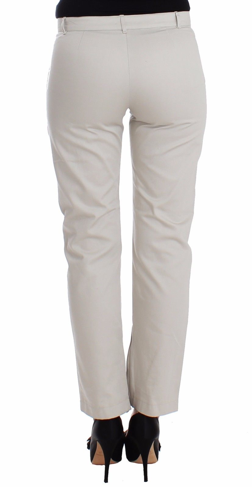 Beige Kleiderhose Slim Skinny Leg Baumwolle