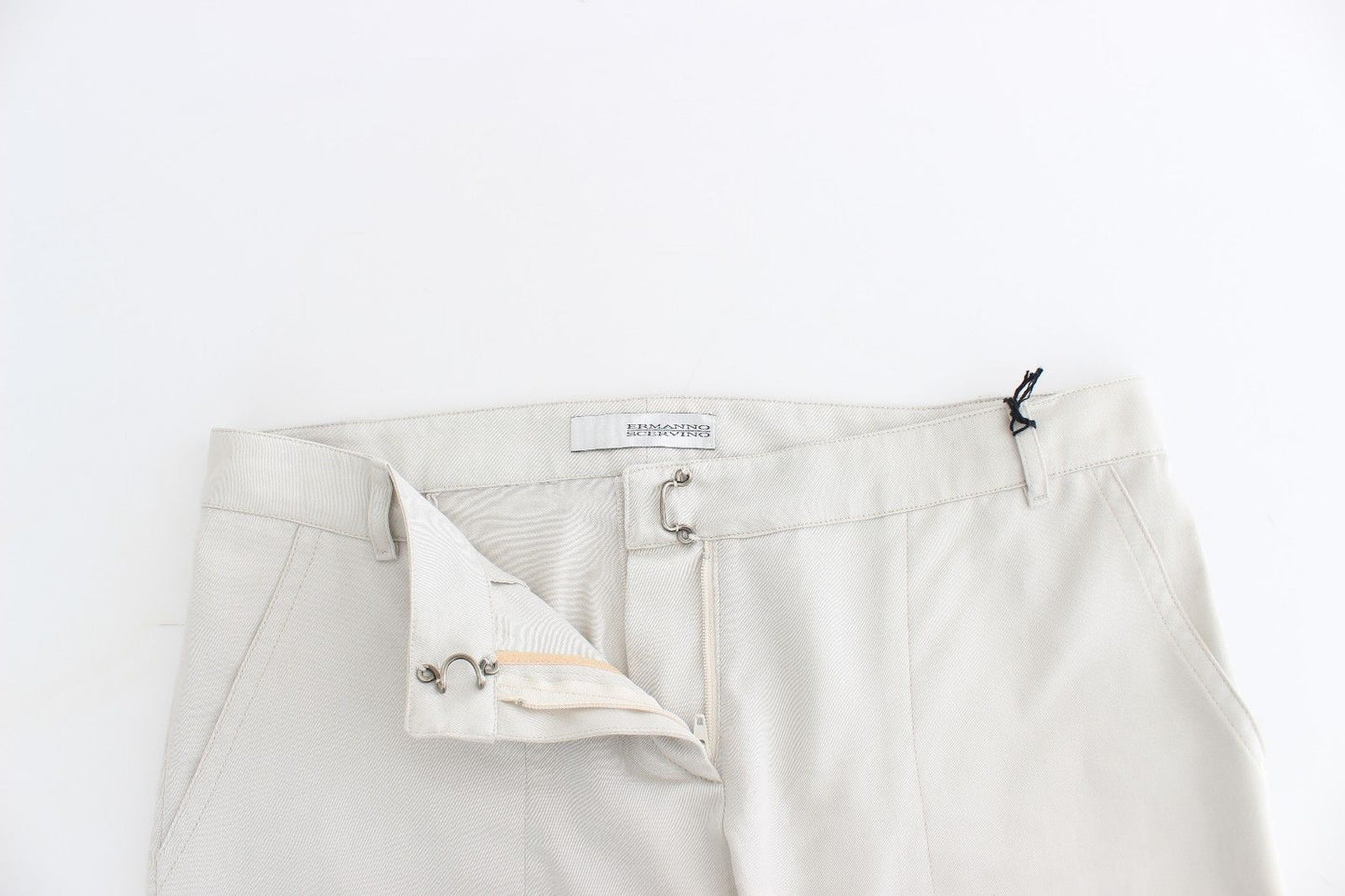 Beige Kleiderhose Slim Skinny Leg Baumwolle