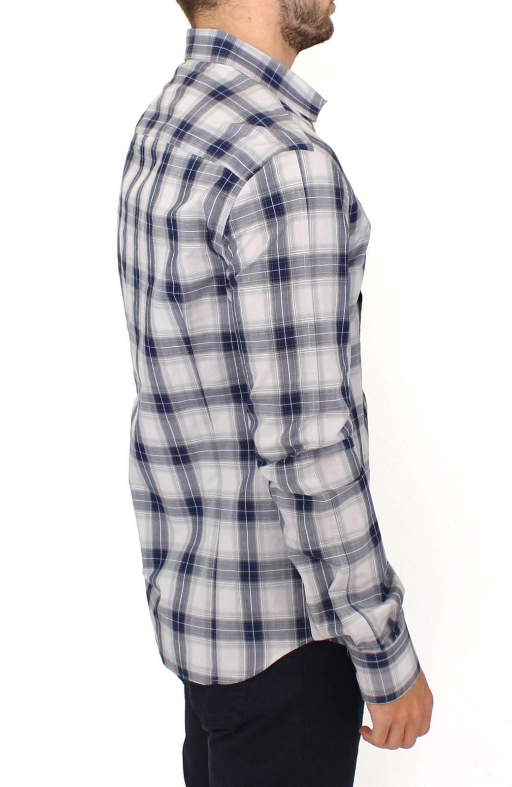 Blau kariertes Freizeithemd aus Baumwolle