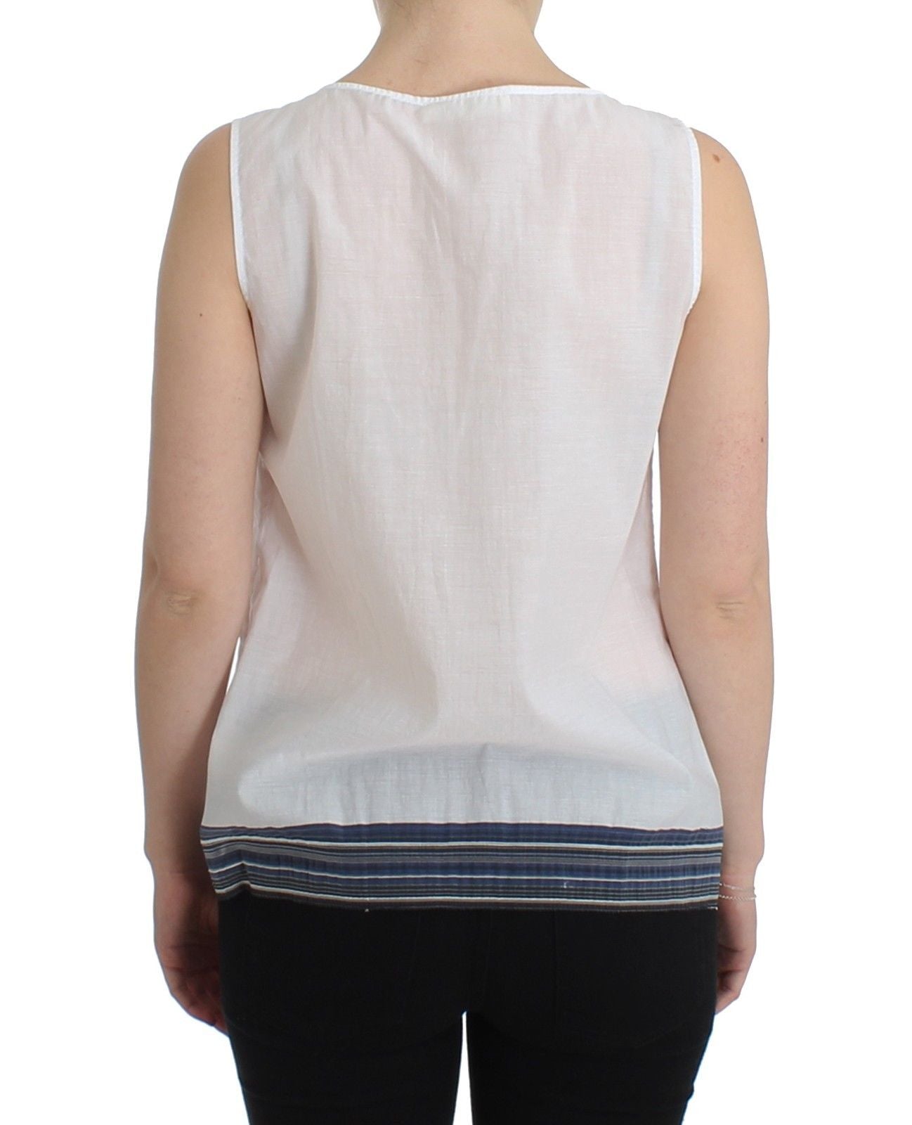 Weißes blaues Top Bluse Tank Shirt ärmellos