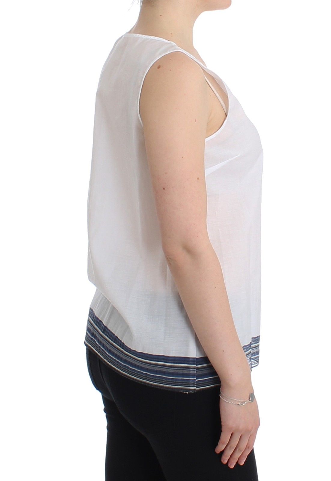 Weißes blaues Top Bluse Tank Shirt ärmellos
