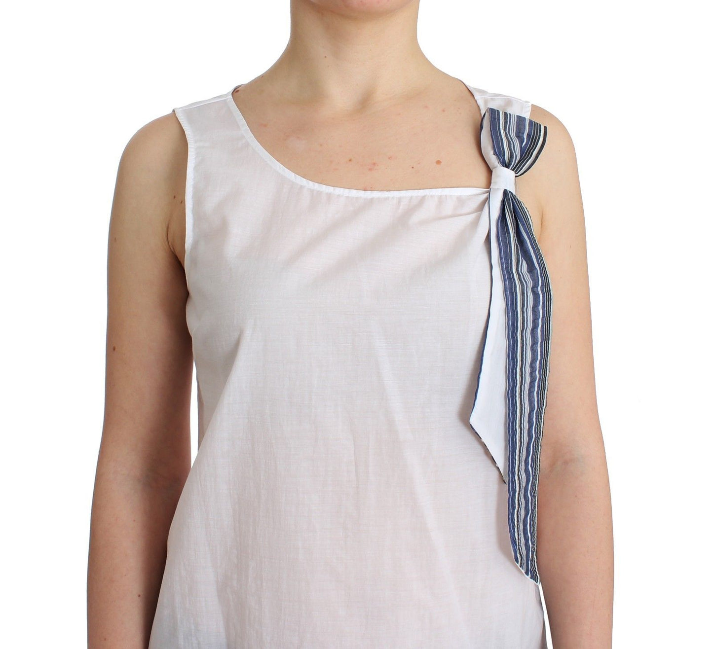 Weißes blaues Top Bluse Tank Shirt ärmellos