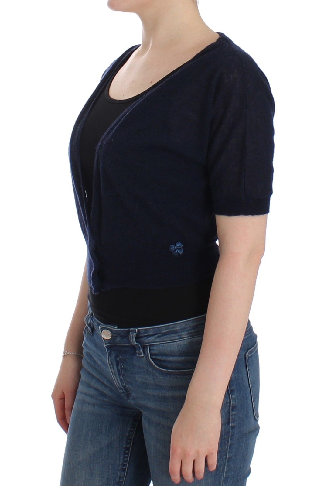 Dessous Strickpullover aus blauer Wolle Strickjacke