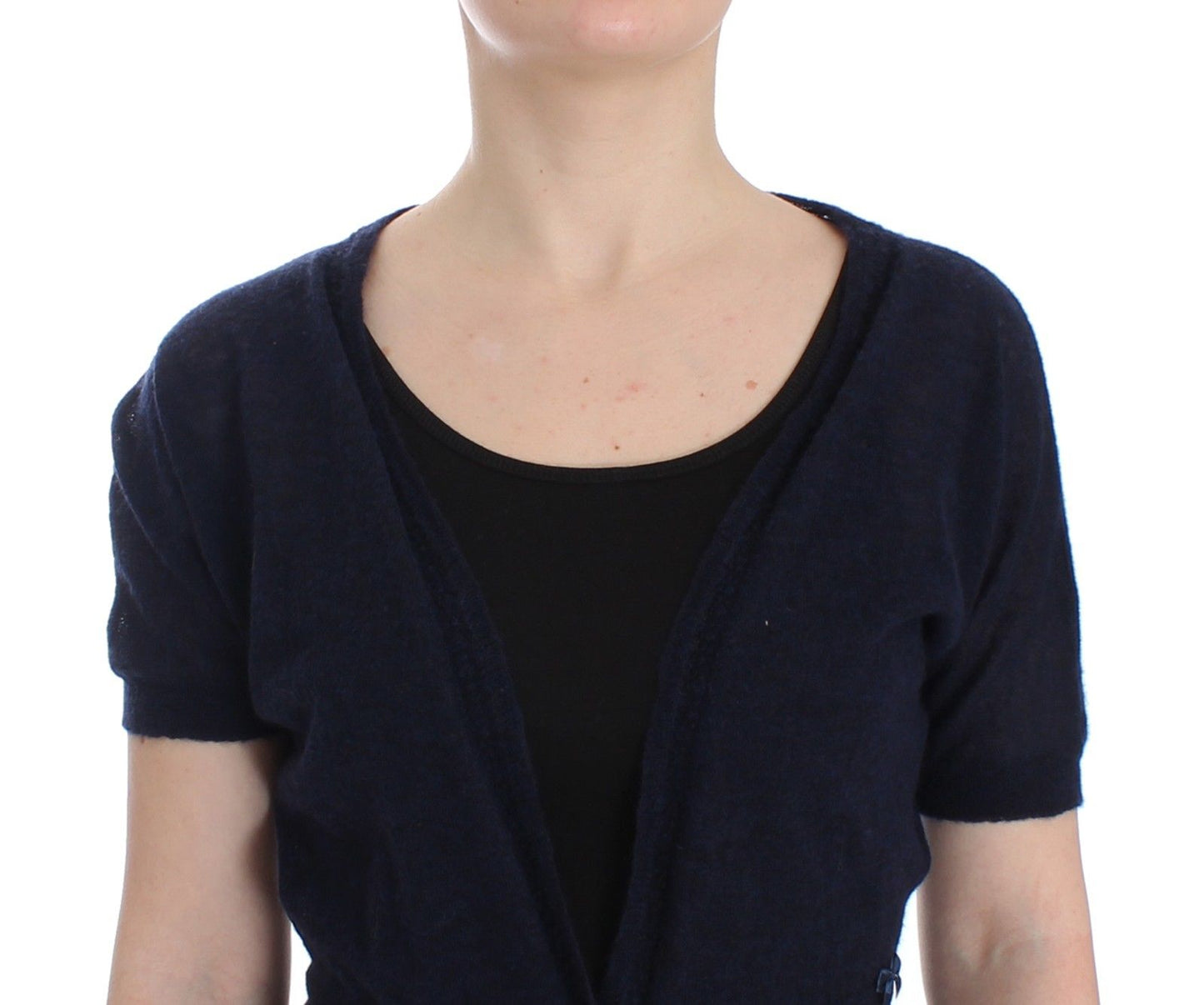 Dessous Strickpullover aus blauer Wolle Strickjacke