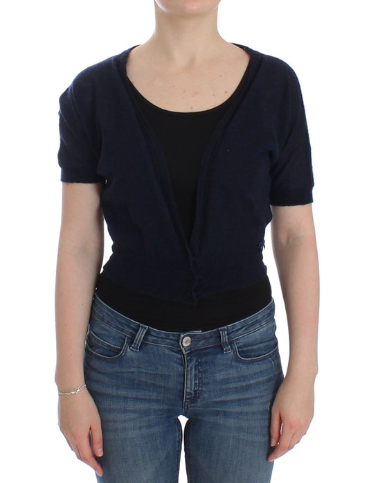 Dessous Strickpullover aus blauer Wolle Strickjacke