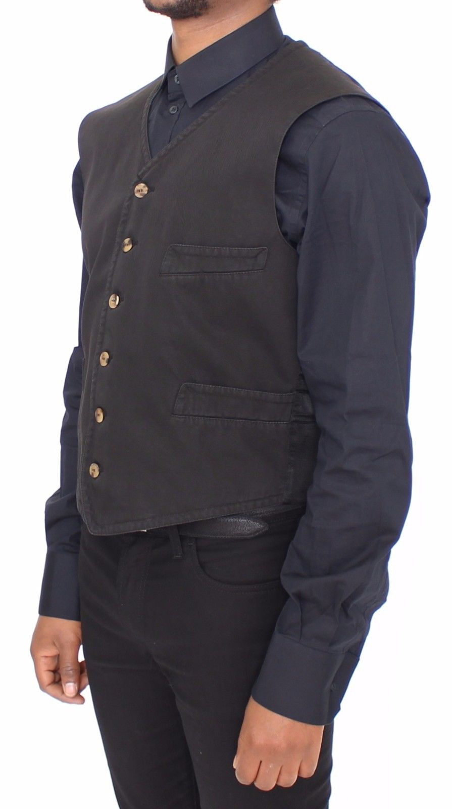 Schwarzes Baumwoll-Viskose-Kleid Weste Blazer