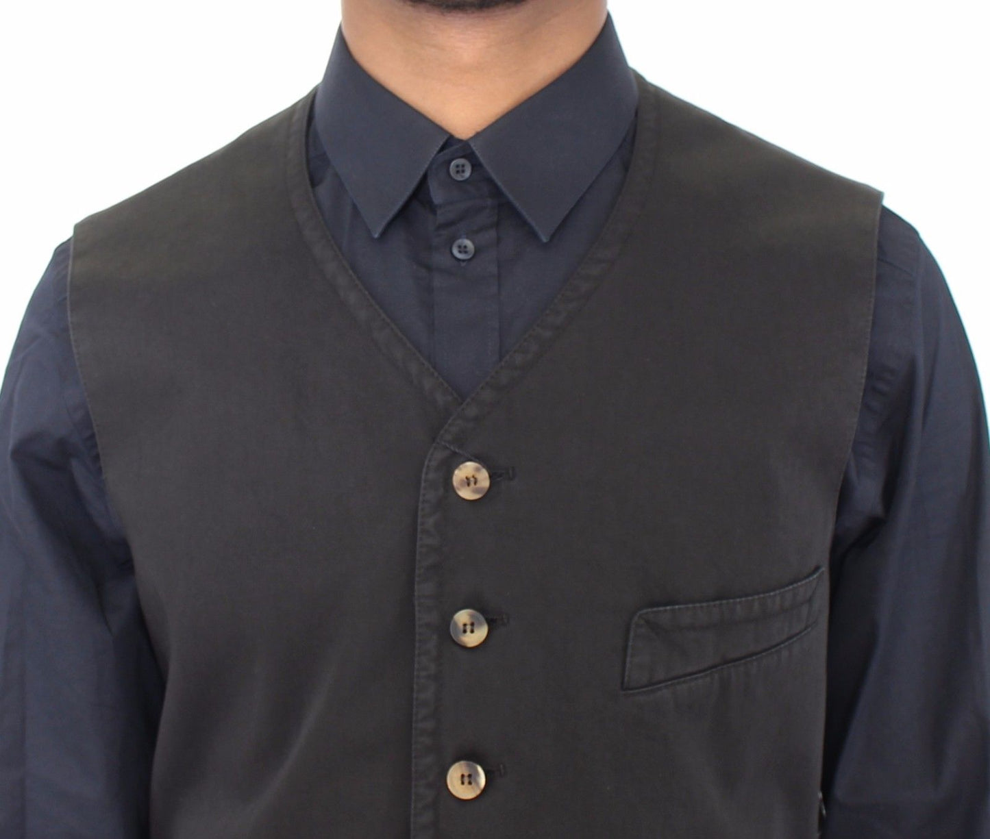 Schwarzes Baumwoll-Viskose-Kleid Weste Blazer