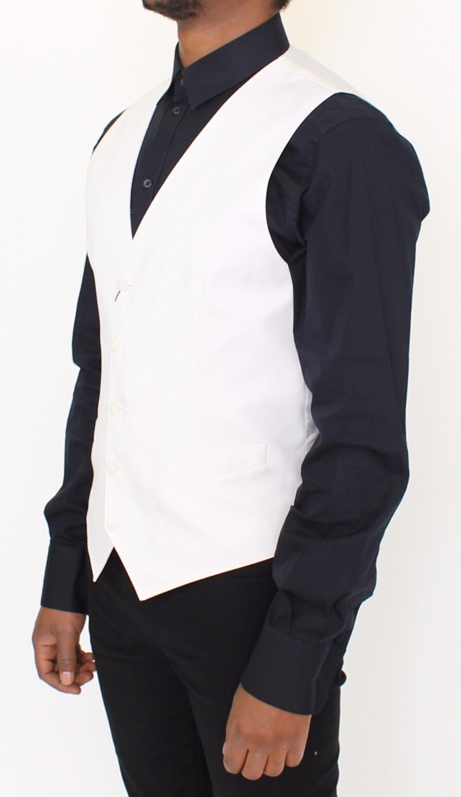 Weißes Baumwoll-Seidengemisch Kleid Weste Blazer