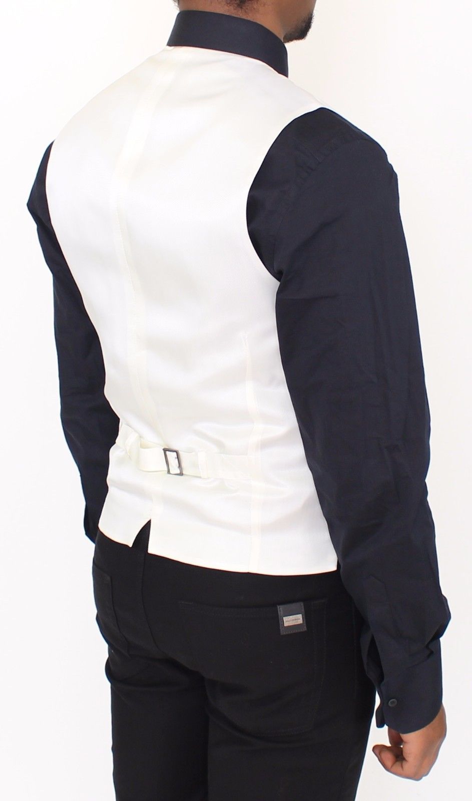 Weißes Baumwoll-Seidengemisch Kleid Weste Blazer