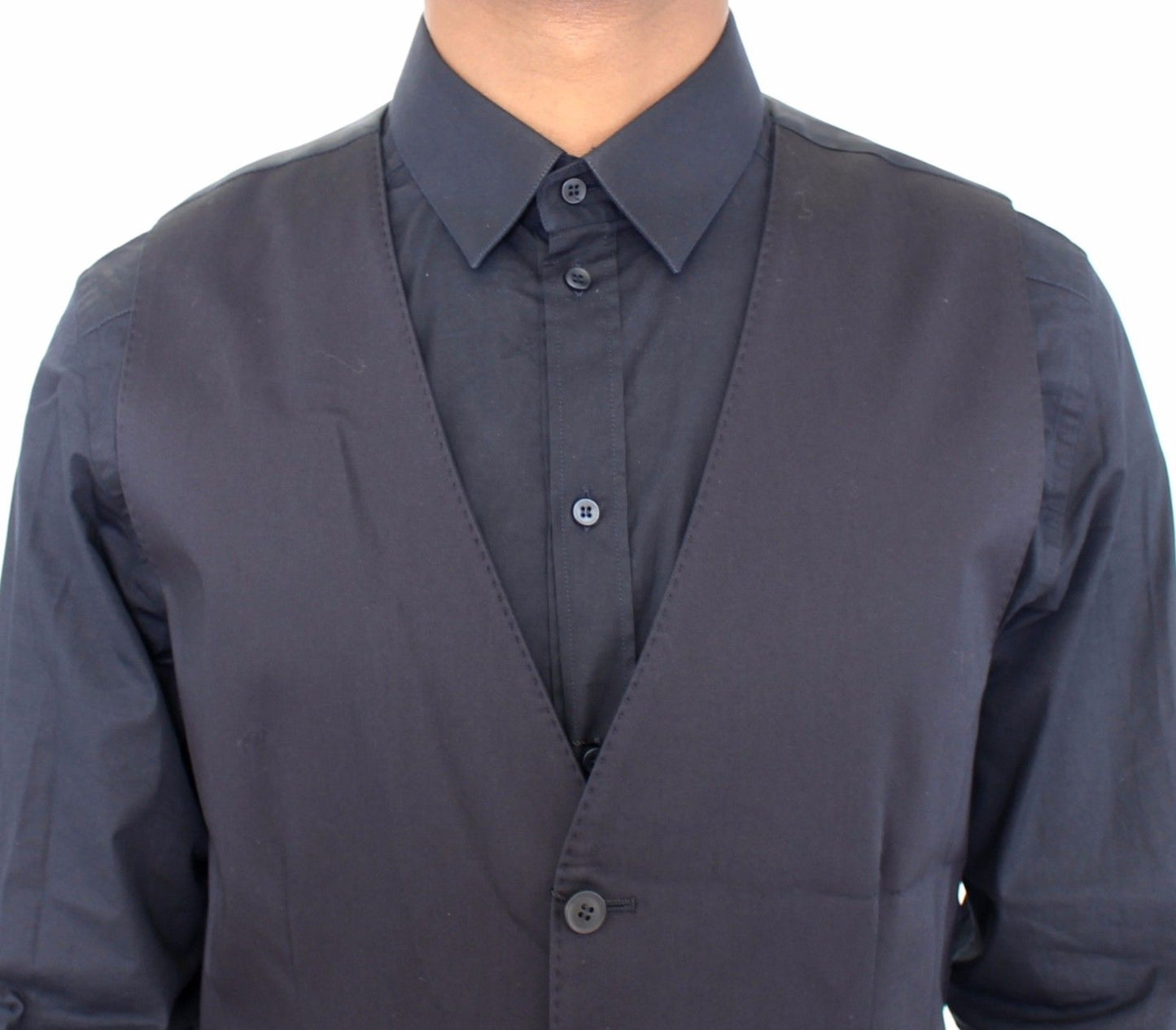 Blauer Baumwoll-Stretchwesten-Blazer