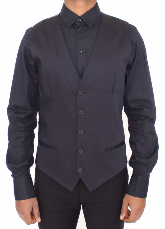 Blauer Baumwoll-Stretchwesten-Blazer