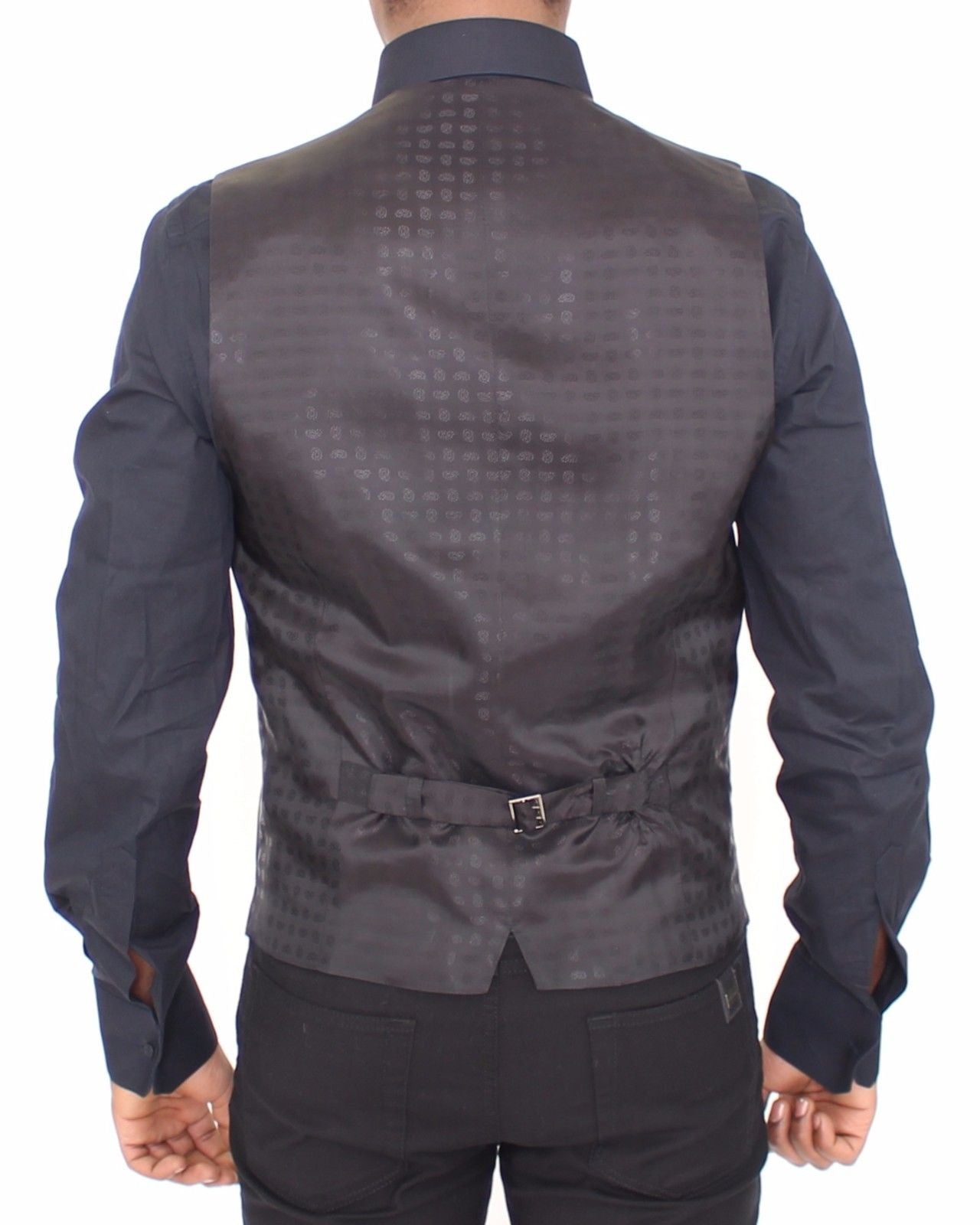 Schwarzes Woll-Seiden-Kleid Weste Gilet Jacke