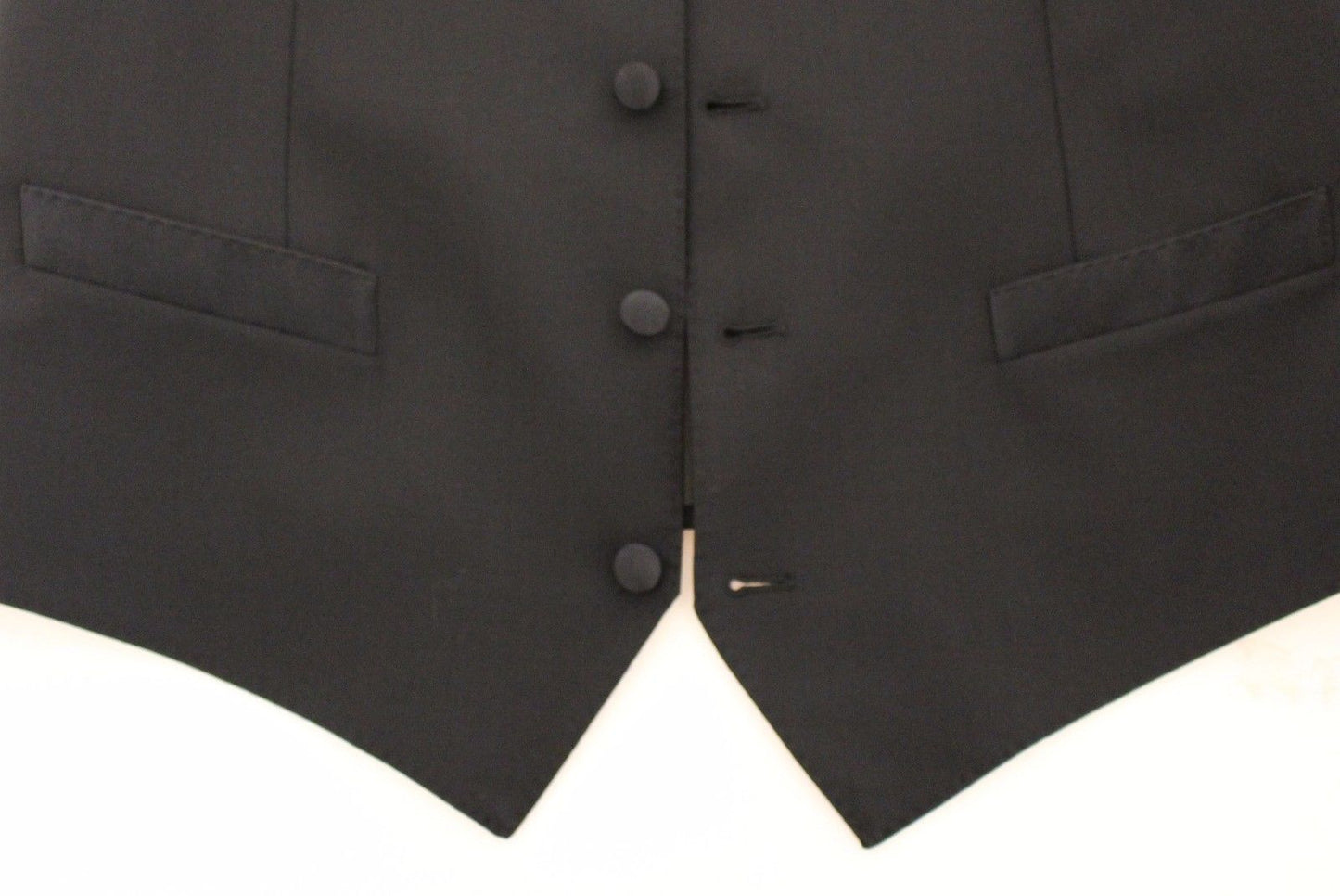 Schwarzes Woll-Seiden-Kleid Weste Gilet Jacke