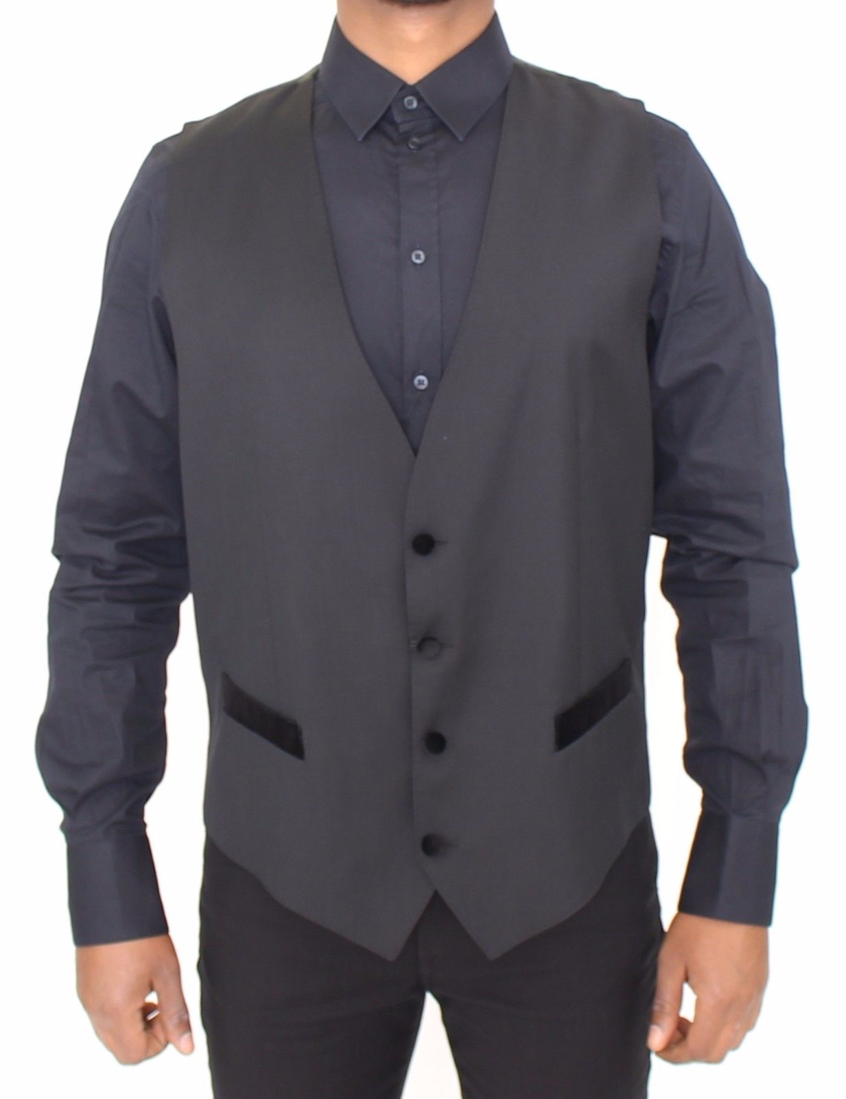 Schwarze Wolle Formal Dress Vest Gilet Jacke