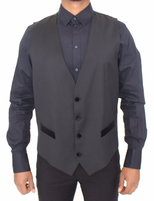 Schwarze Wolle Formal Dress Vest Gilet Jacke