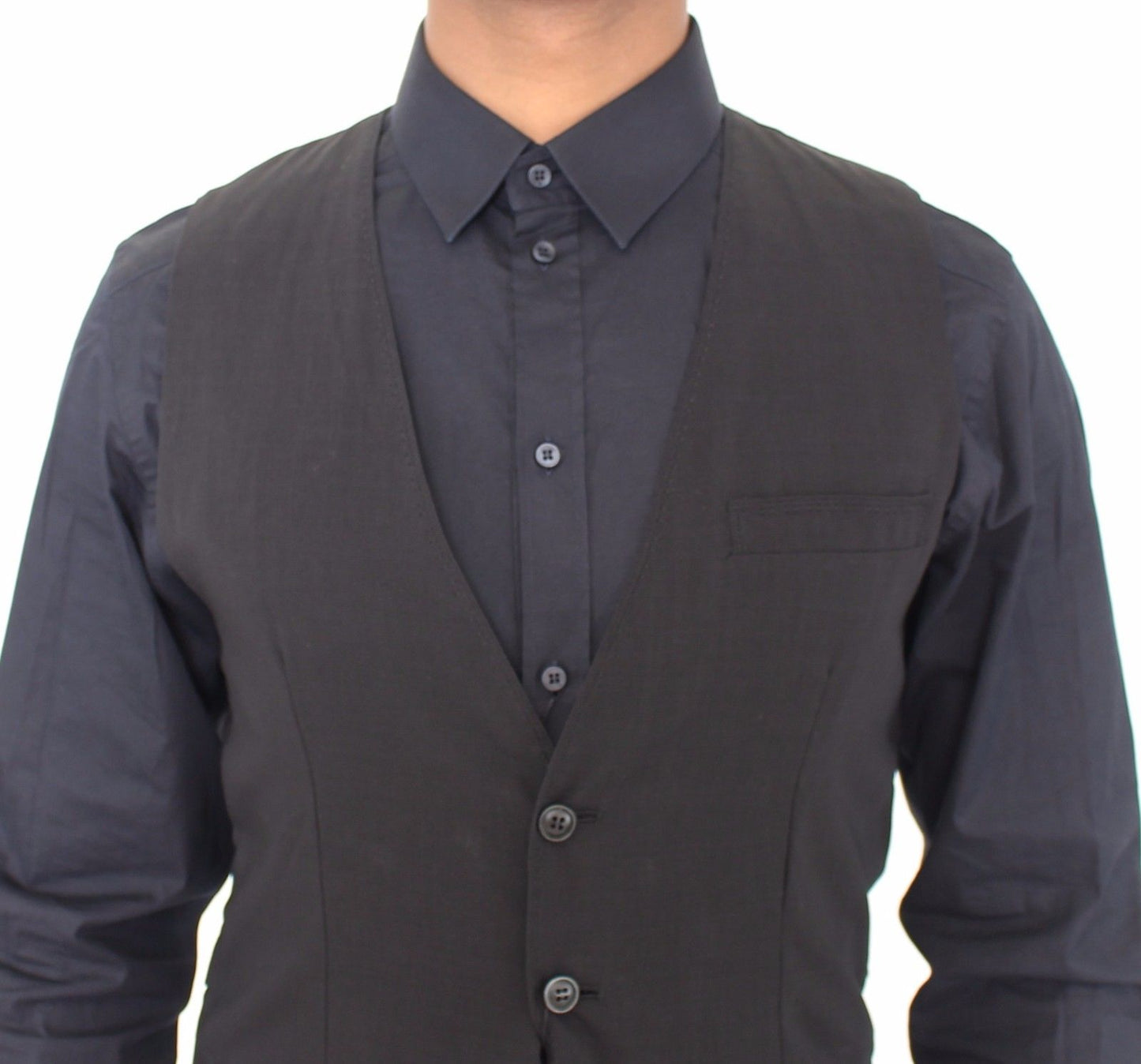 Schwarze Wolle Formal Dress Vest Gilet Jacke