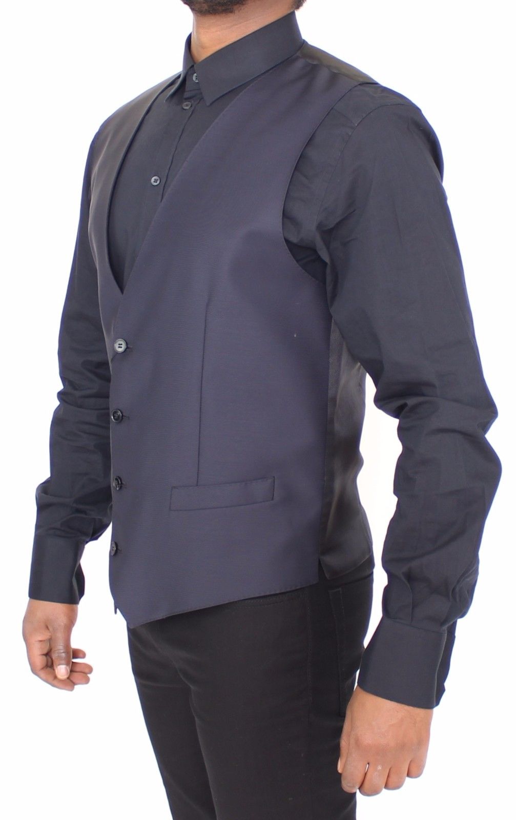 Blaue Wolle Formal Dress Vest Gilet Jacke