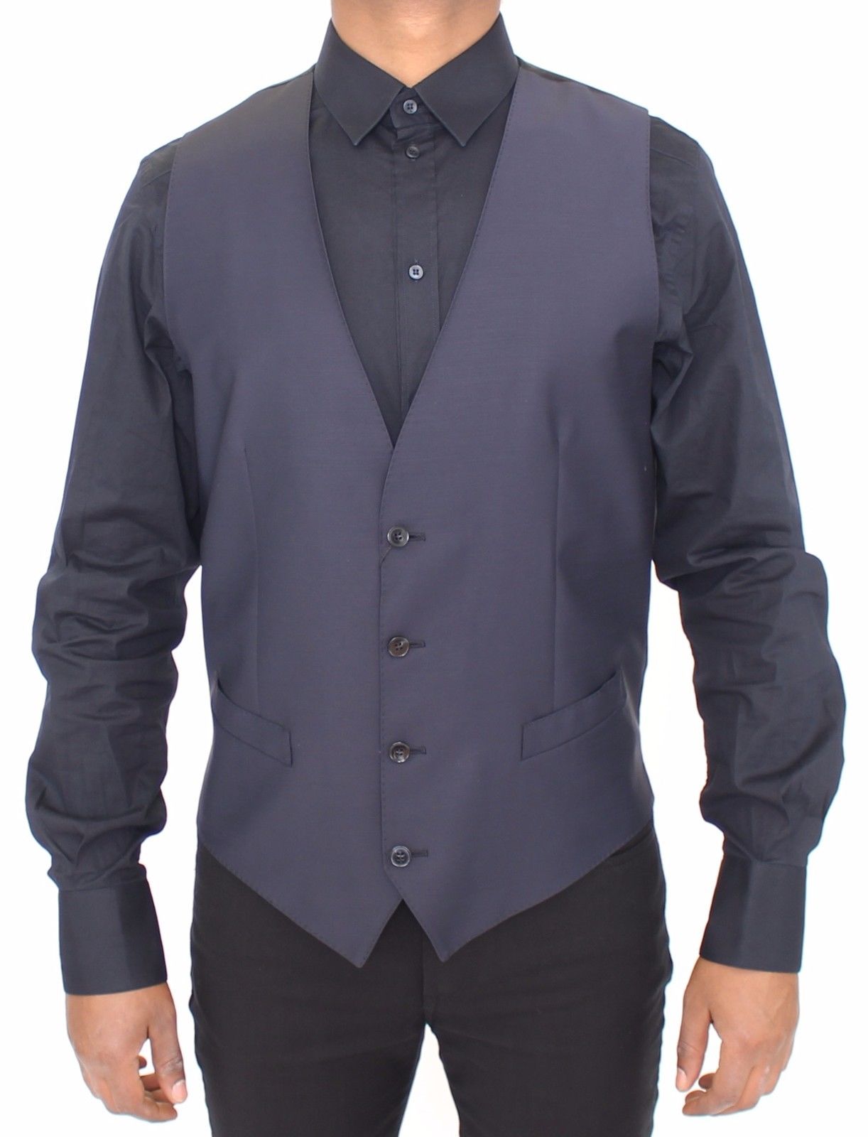 Blaue Wolle Formal Dress Vest Gilet Jacke