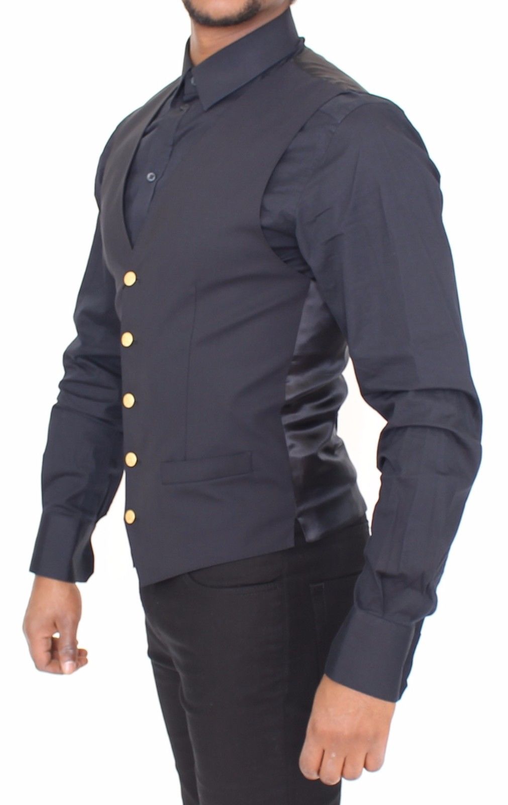 Blaue Wolle Stretch Formal Dress Vest Gilet