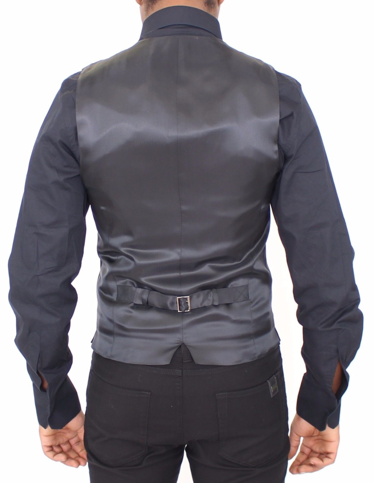 Blaue Wolle Stretch Formal Dress Vest Gilet