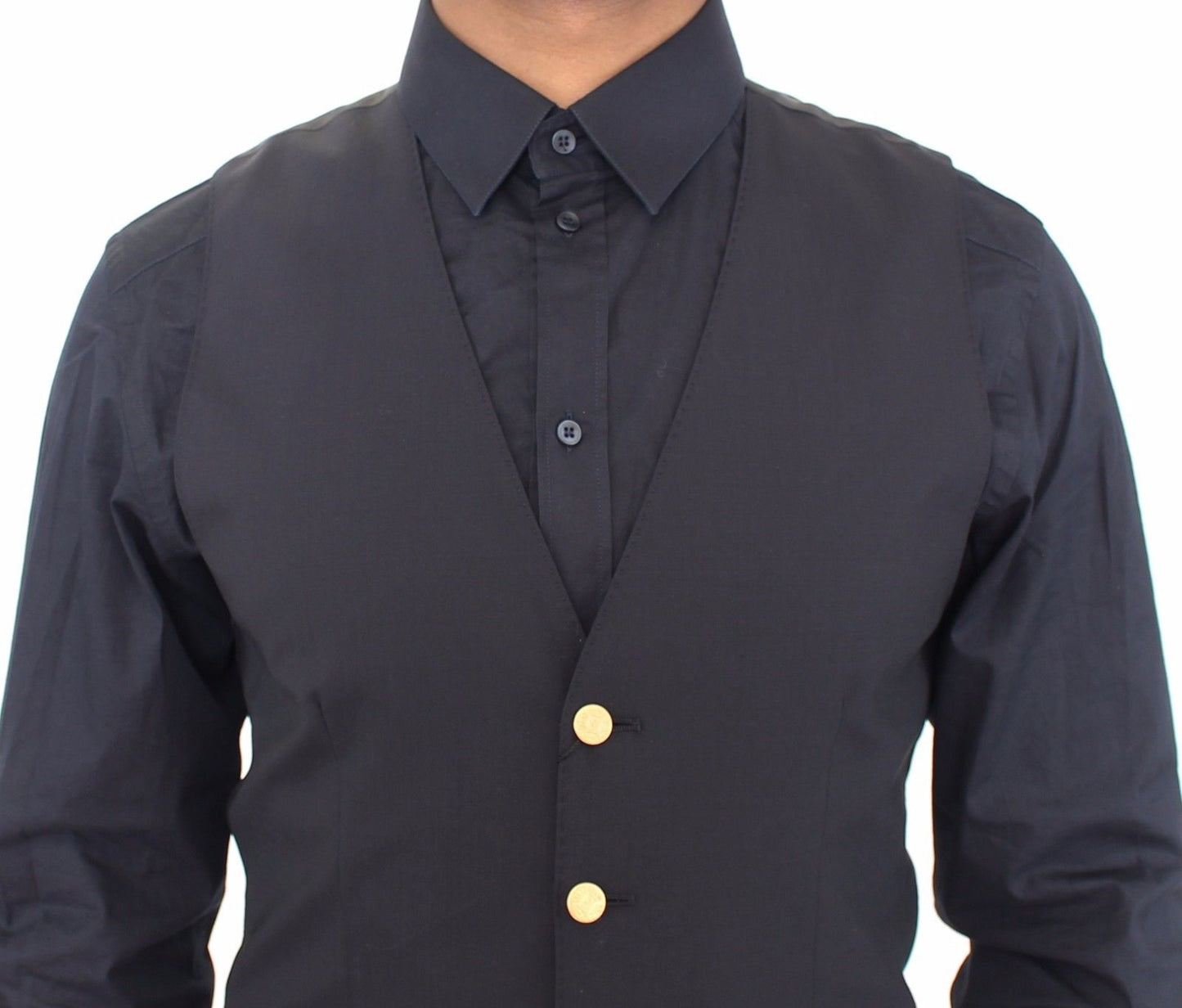 Blaue Wolle Stretch Formal Dress Vest Gilet