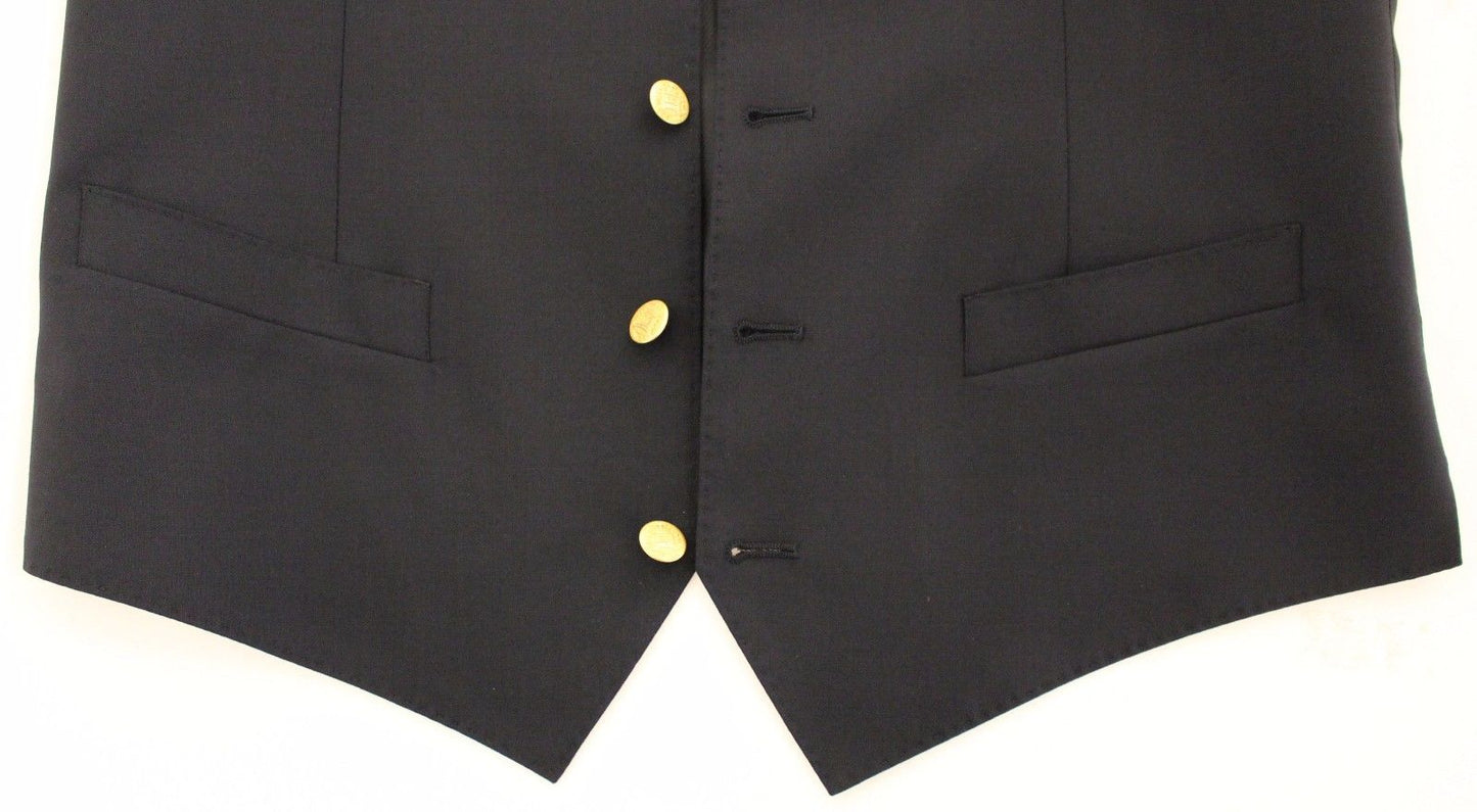 Blaue Wolle Stretch Formal Dress Vest Gilet