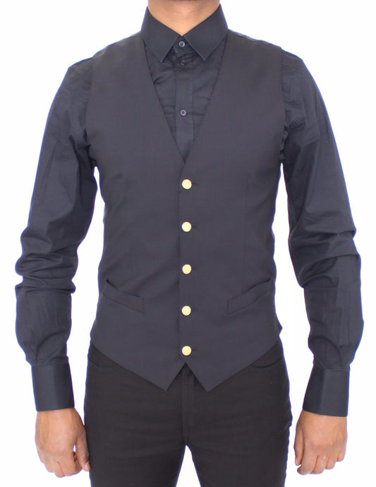 Blaue Wolle Stretch Formal Dress Vest Gilet