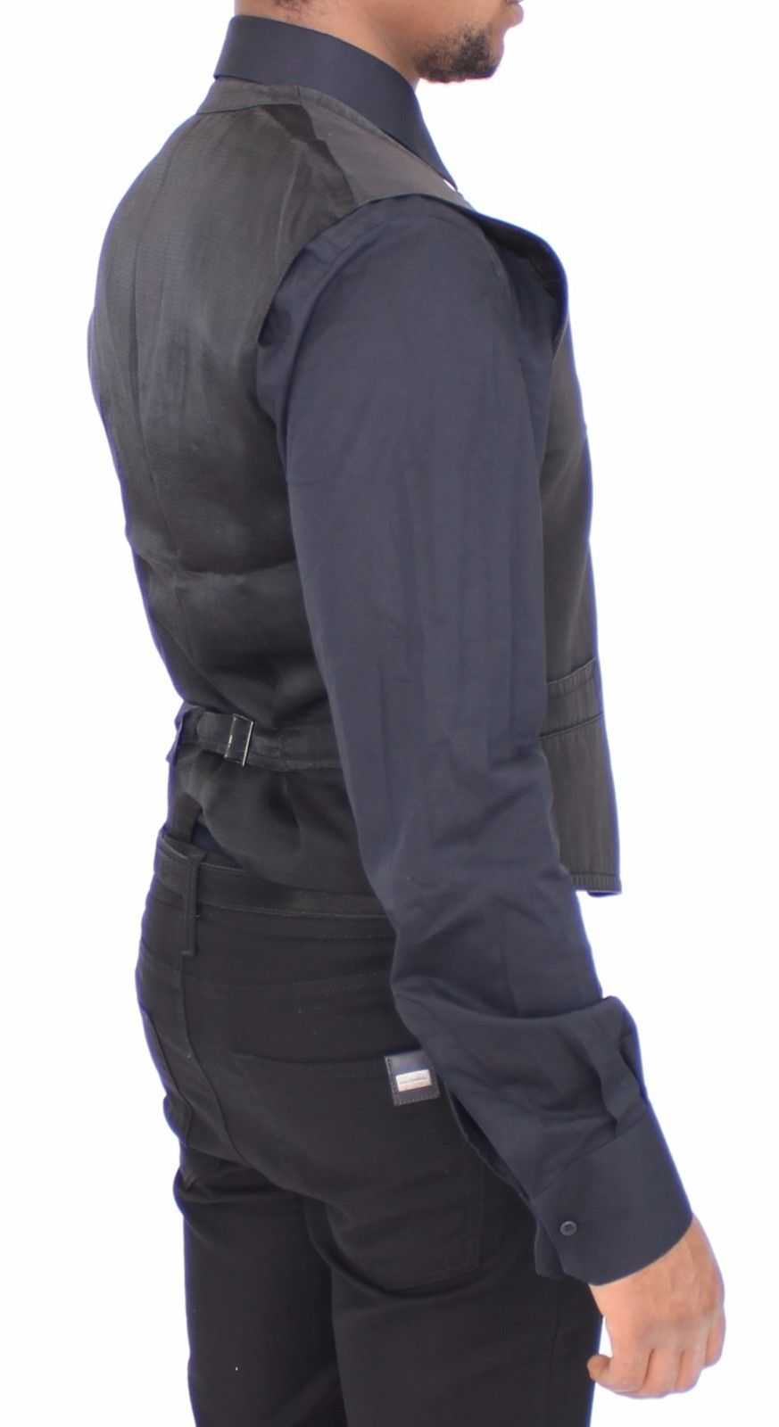 Schwarzes Baumwollmischung Kleid Weste Gilet