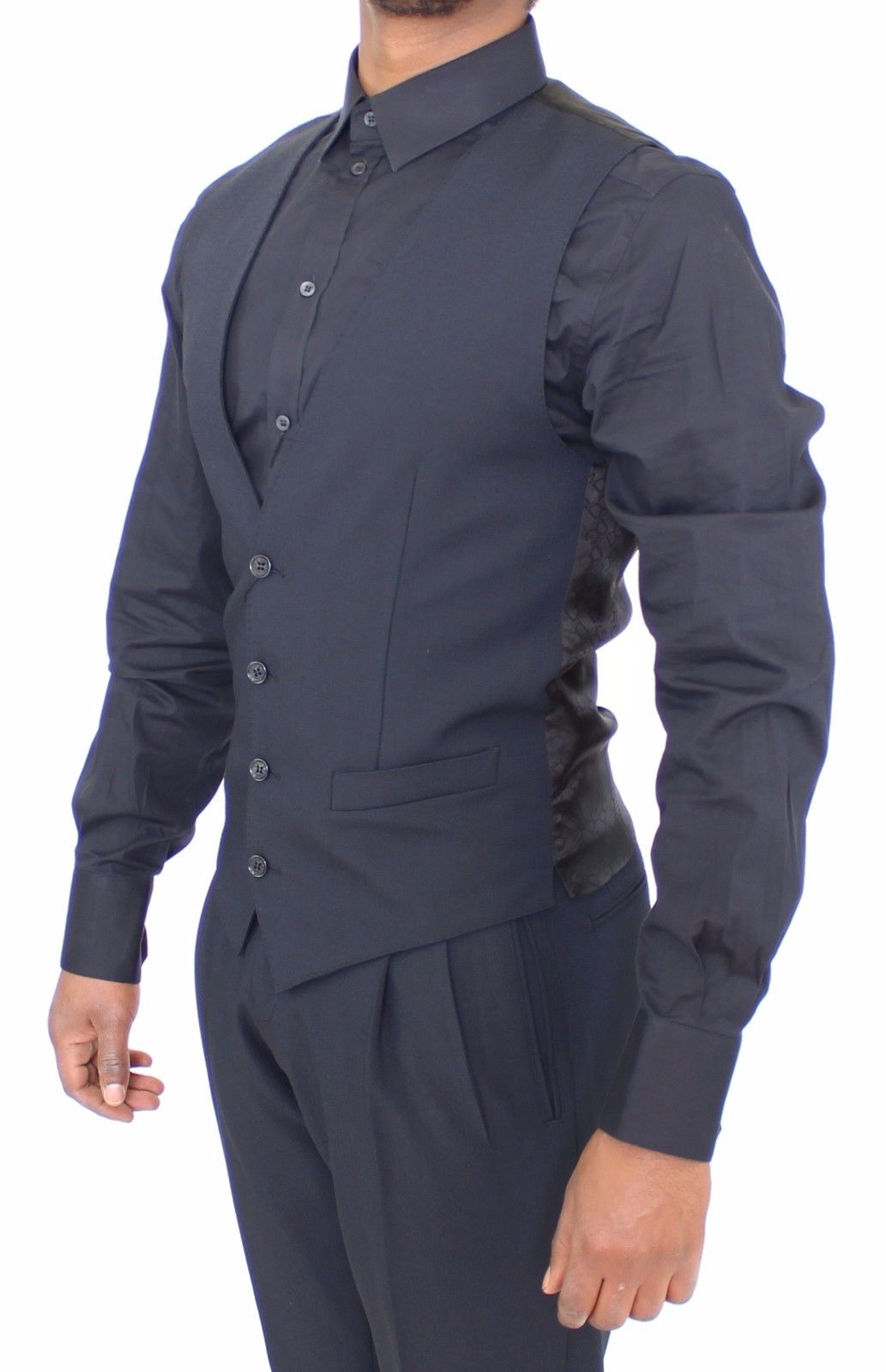 Blaue Wolle Formal Dress Vest Gilet Jacke