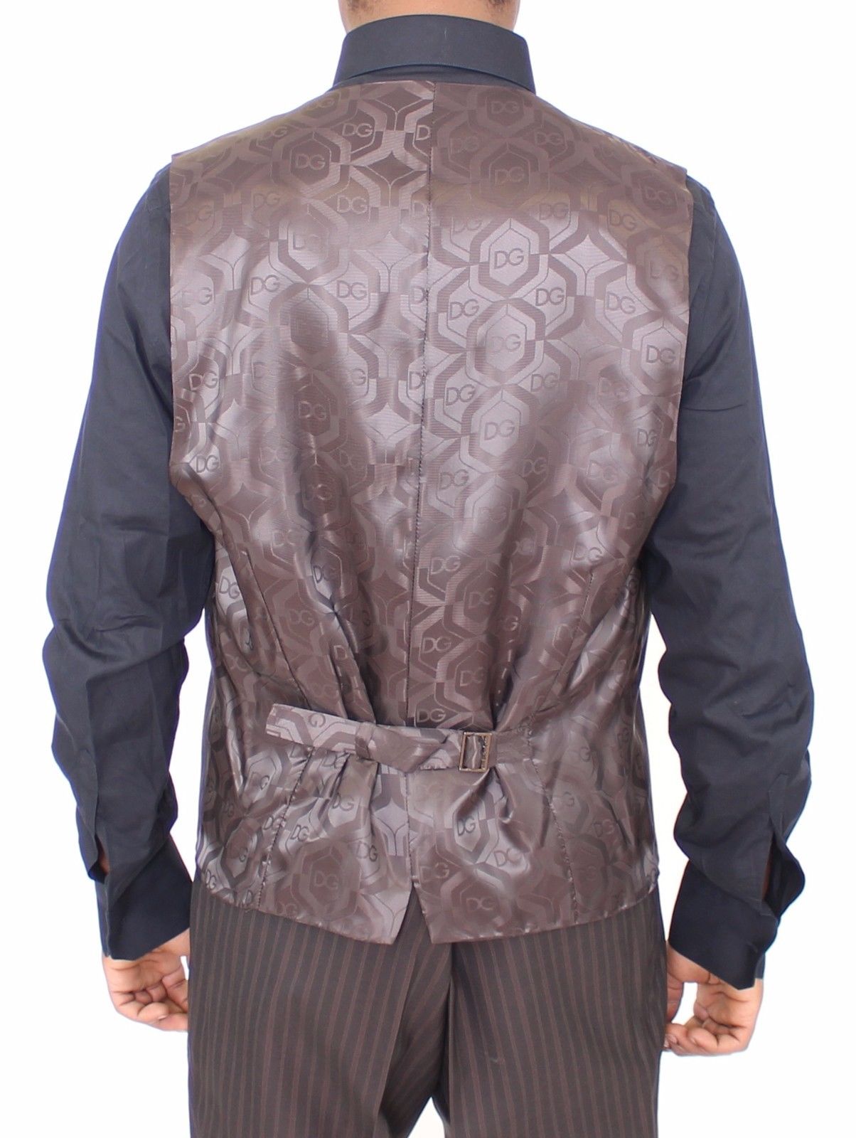 Braun gestreiftes Stretch-Kleid Weste Gilet