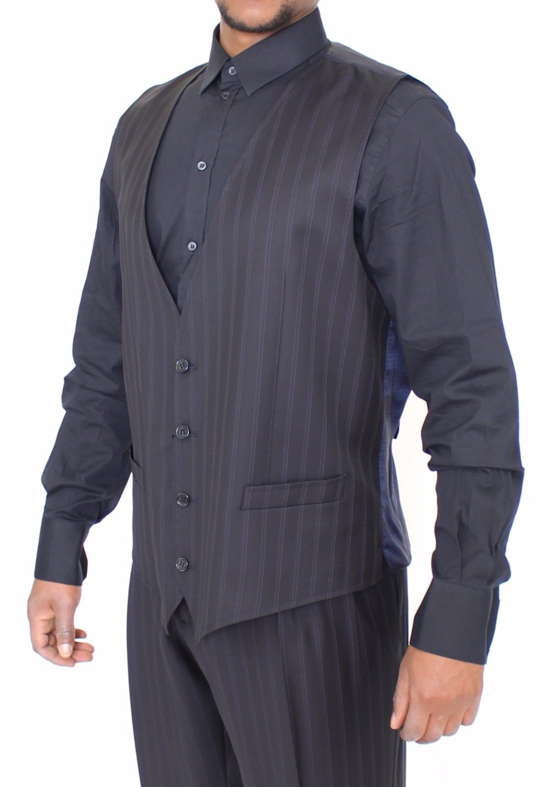 Blau gestreiftes Stretchkleid Weste Gilet