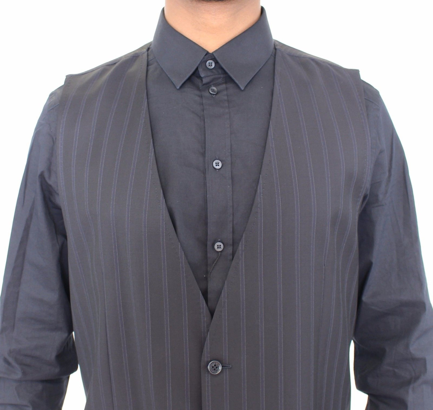 Blau gestreiftes Stretchkleid Weste Gilet