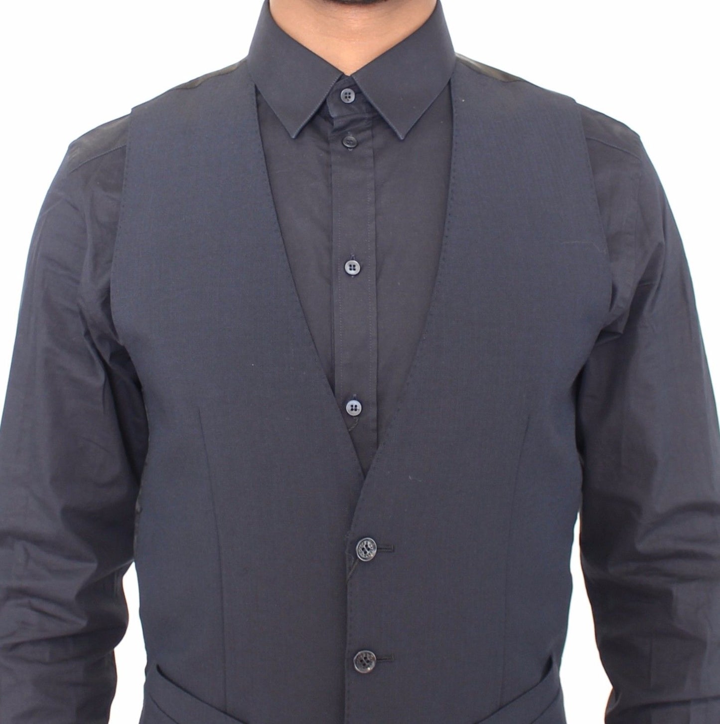 Blaue Wollweste für formelle Anlässe Weste Gilet