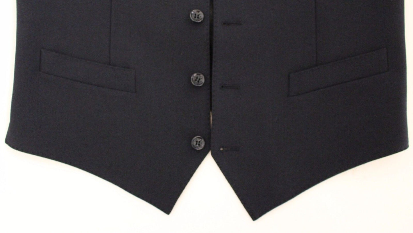 Blaue Wollweste für formelle Anlässe Weste Gilet