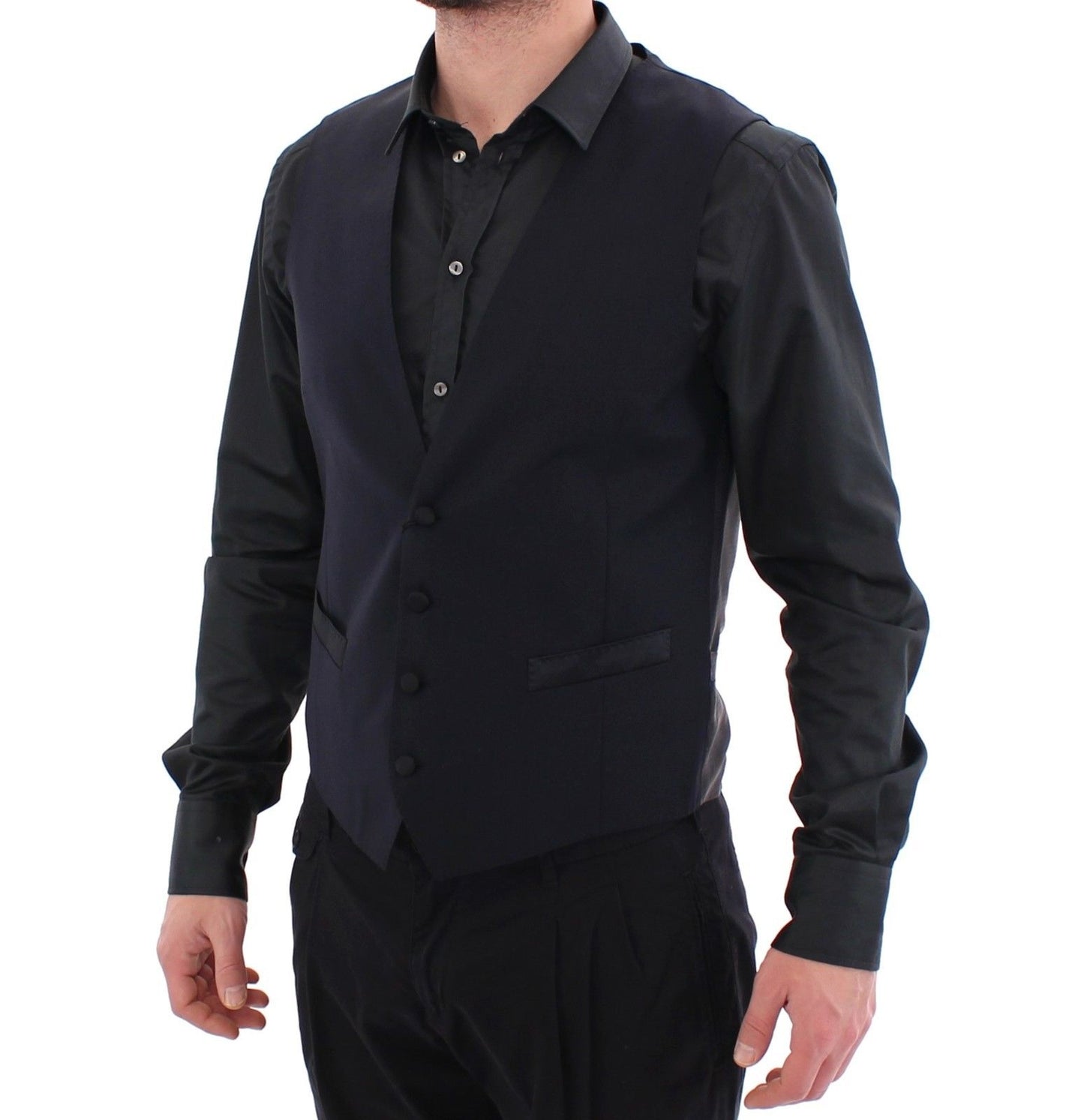 Blaue Wollmischung Formal Dress Vest Gilet