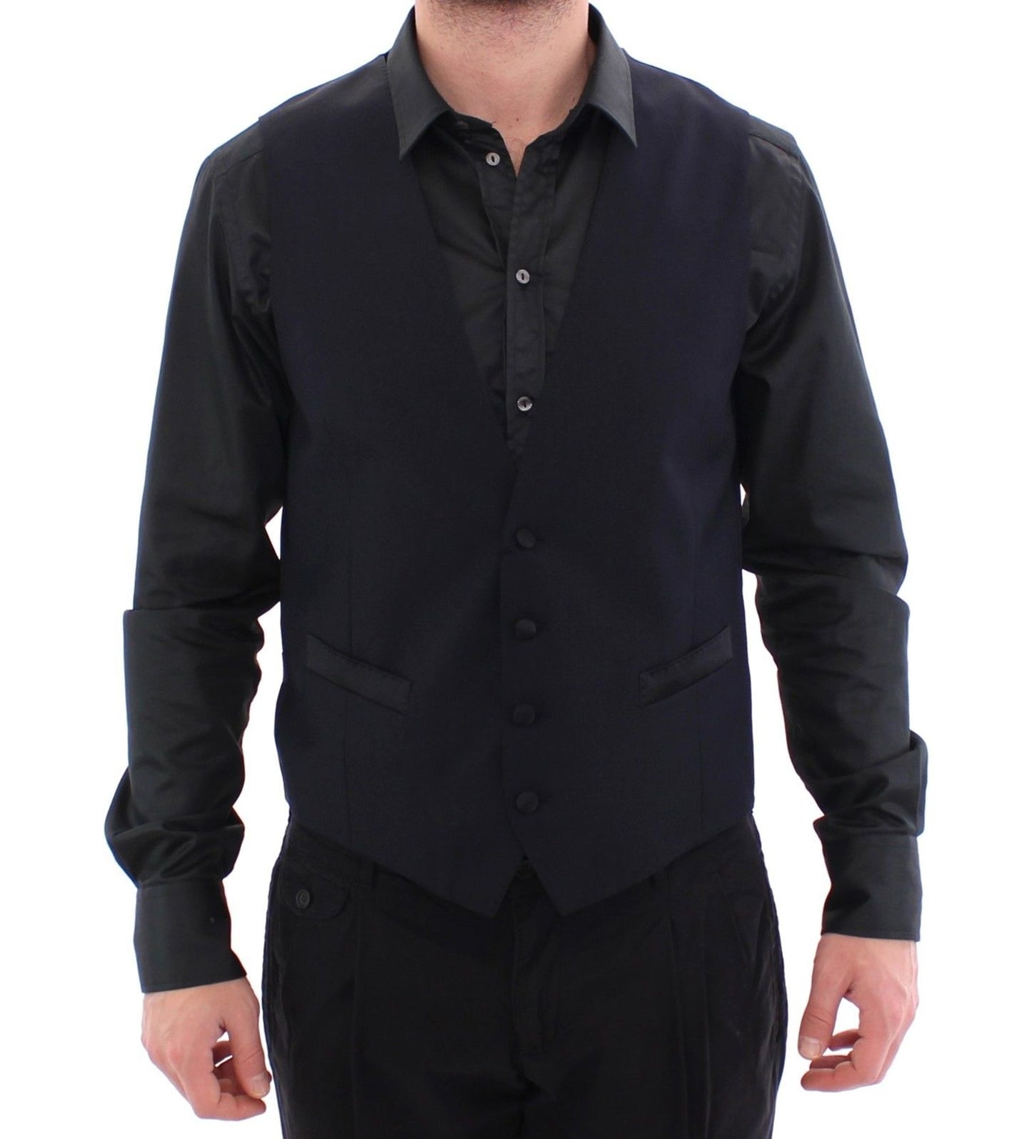 Blaue Wollmischung Formal Dress Vest Gilet