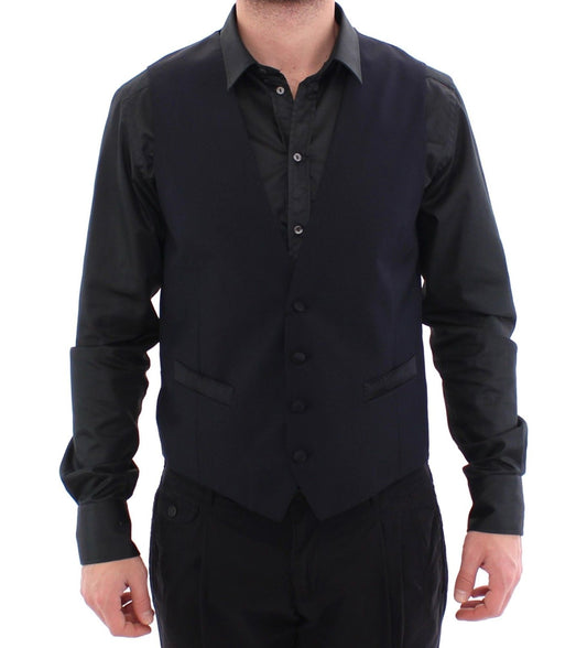 Blaue Wollmischung Formal Dress Vest Gilet