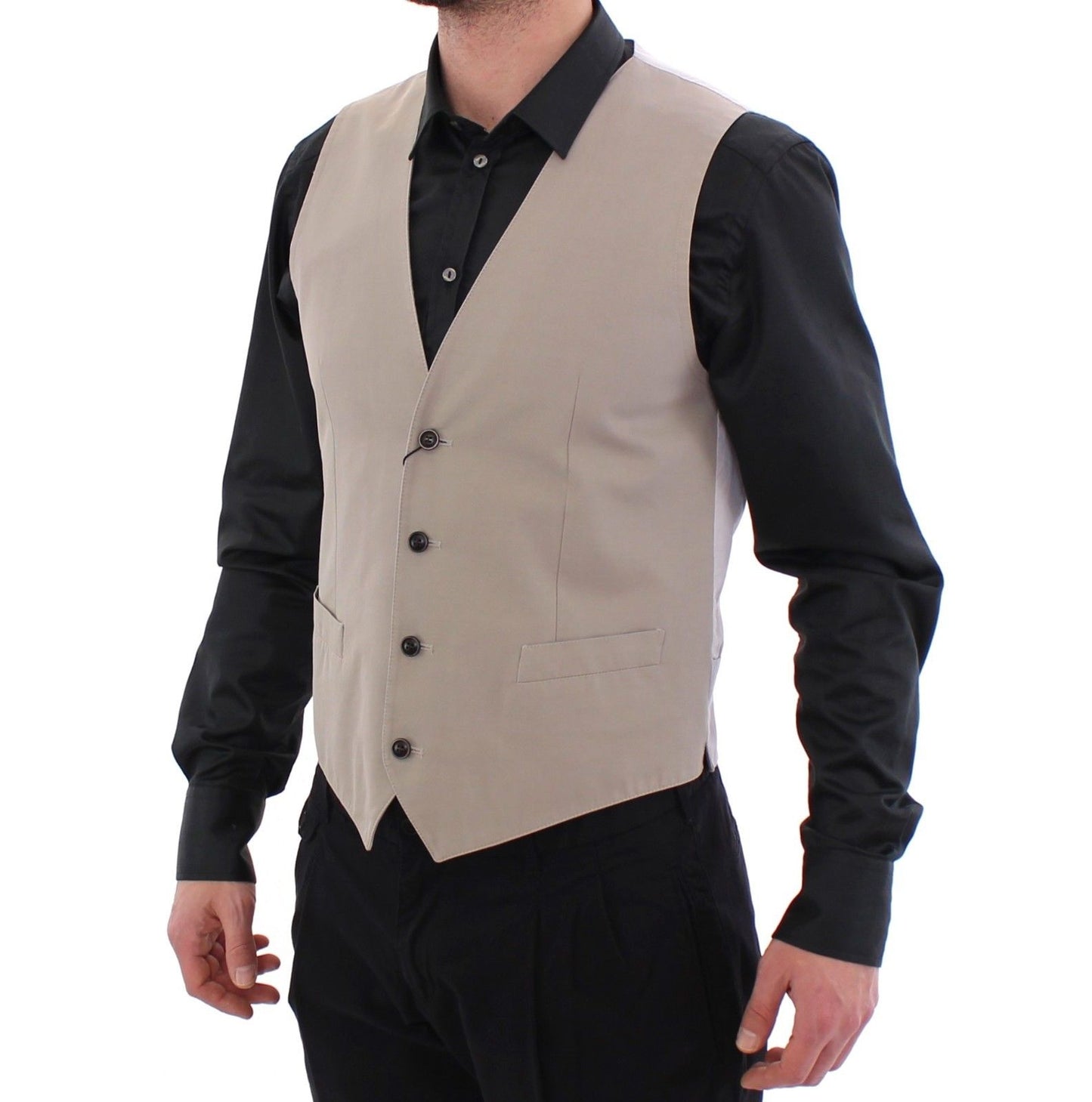 Beige Seidenmischung Kleid Formale Weste Gilet