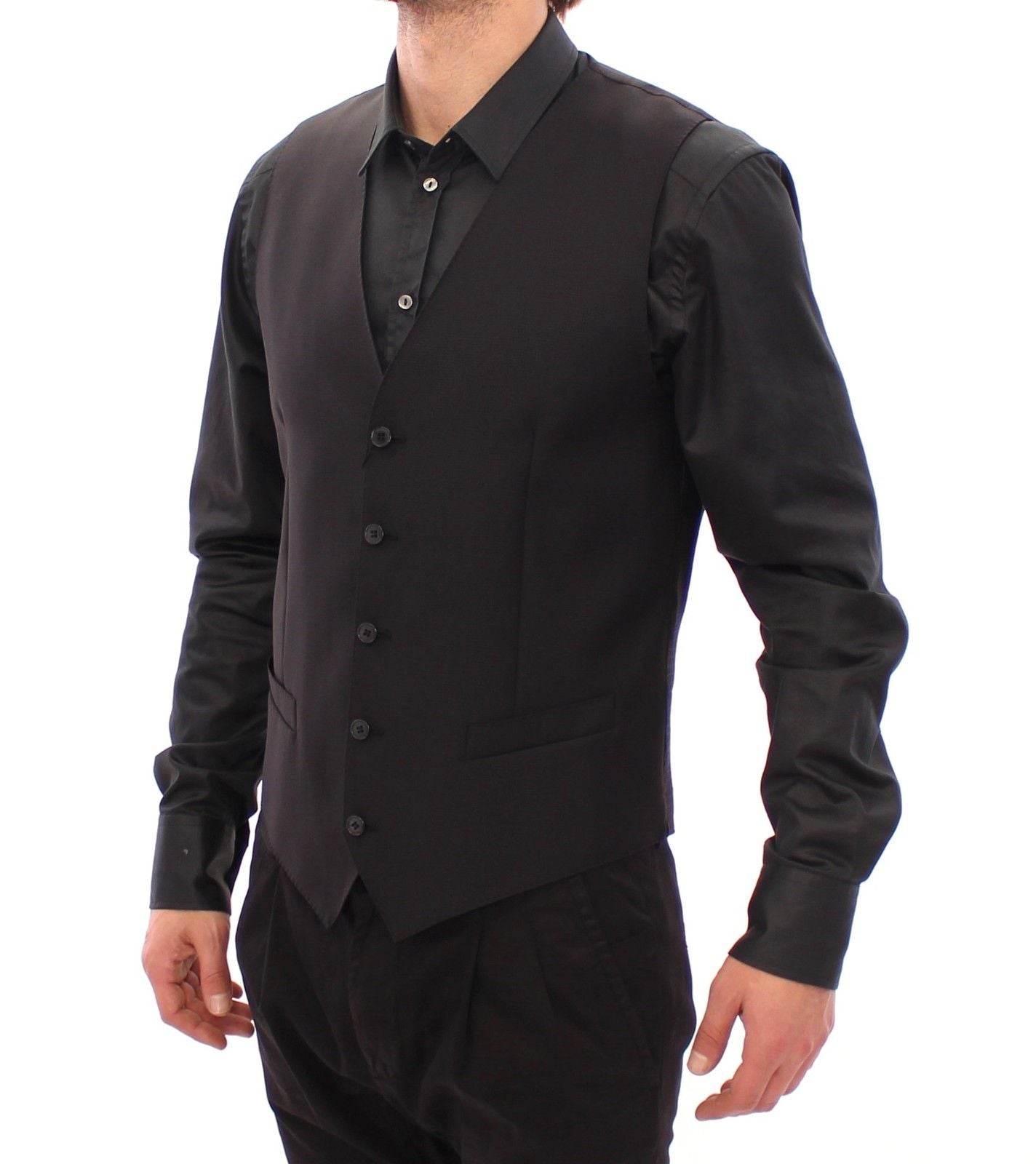 Schwarze Wolle Formal Dress Vest Gilet Weste