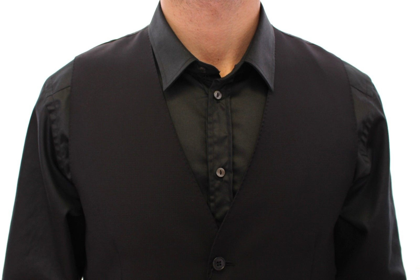 Schwarze Wolle Formal Dress Vest Gilet Weste