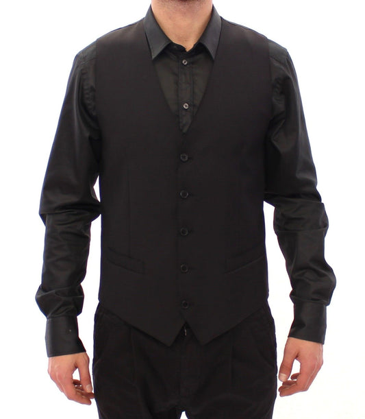 Schwarze Wolle Formal Dress Vest Gilet Weste