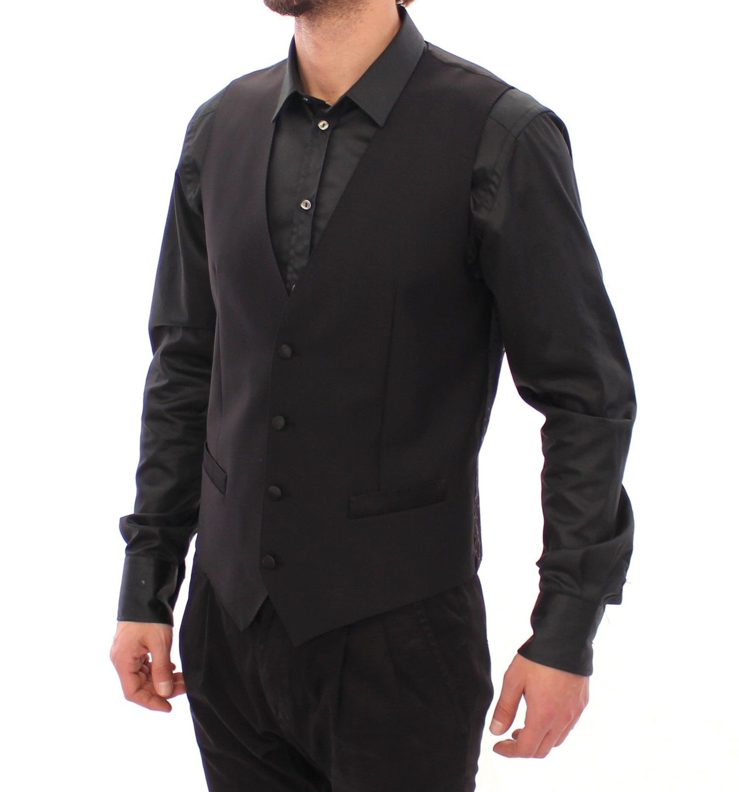 Blaues Woll-Seiden-Kleid Weste Gilet