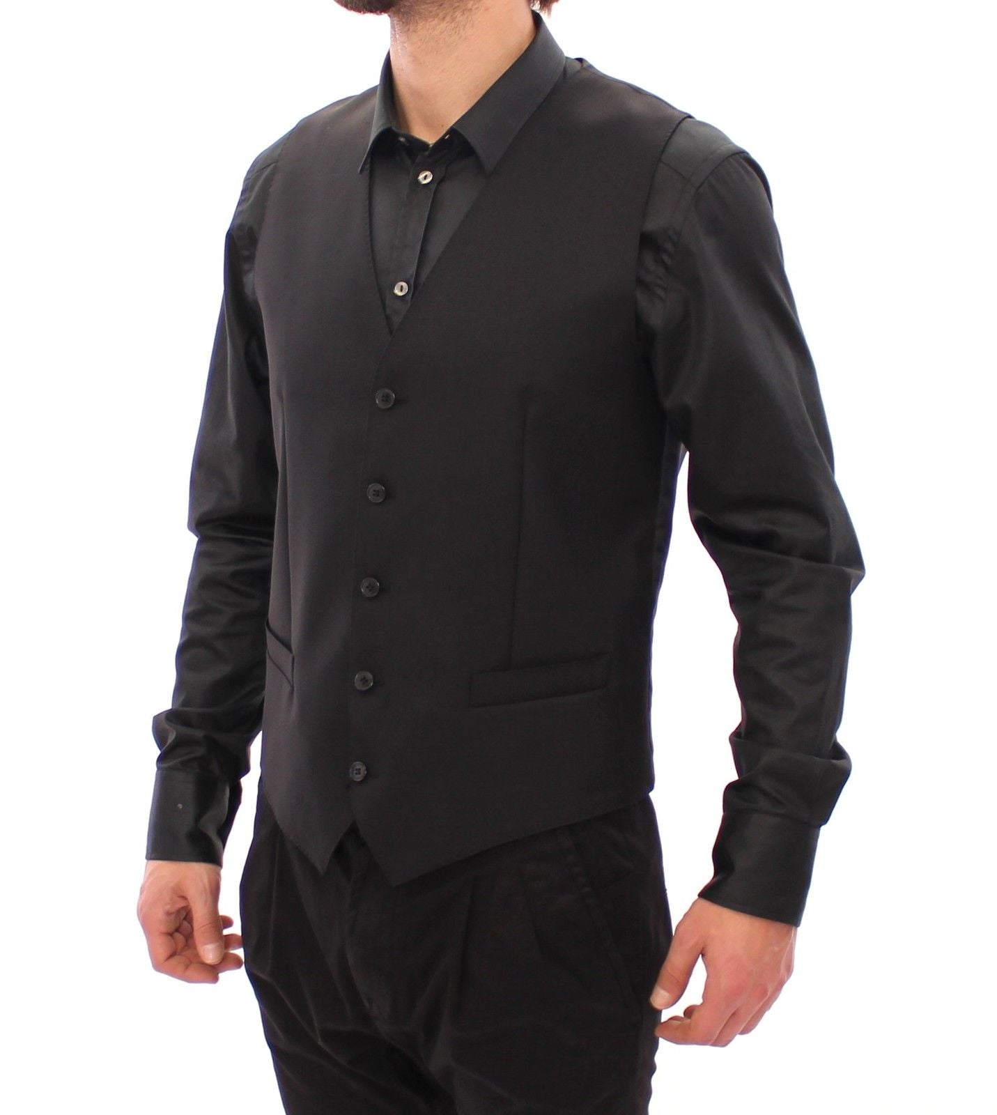 Schwarze Wollweste Logo Gilet Weste