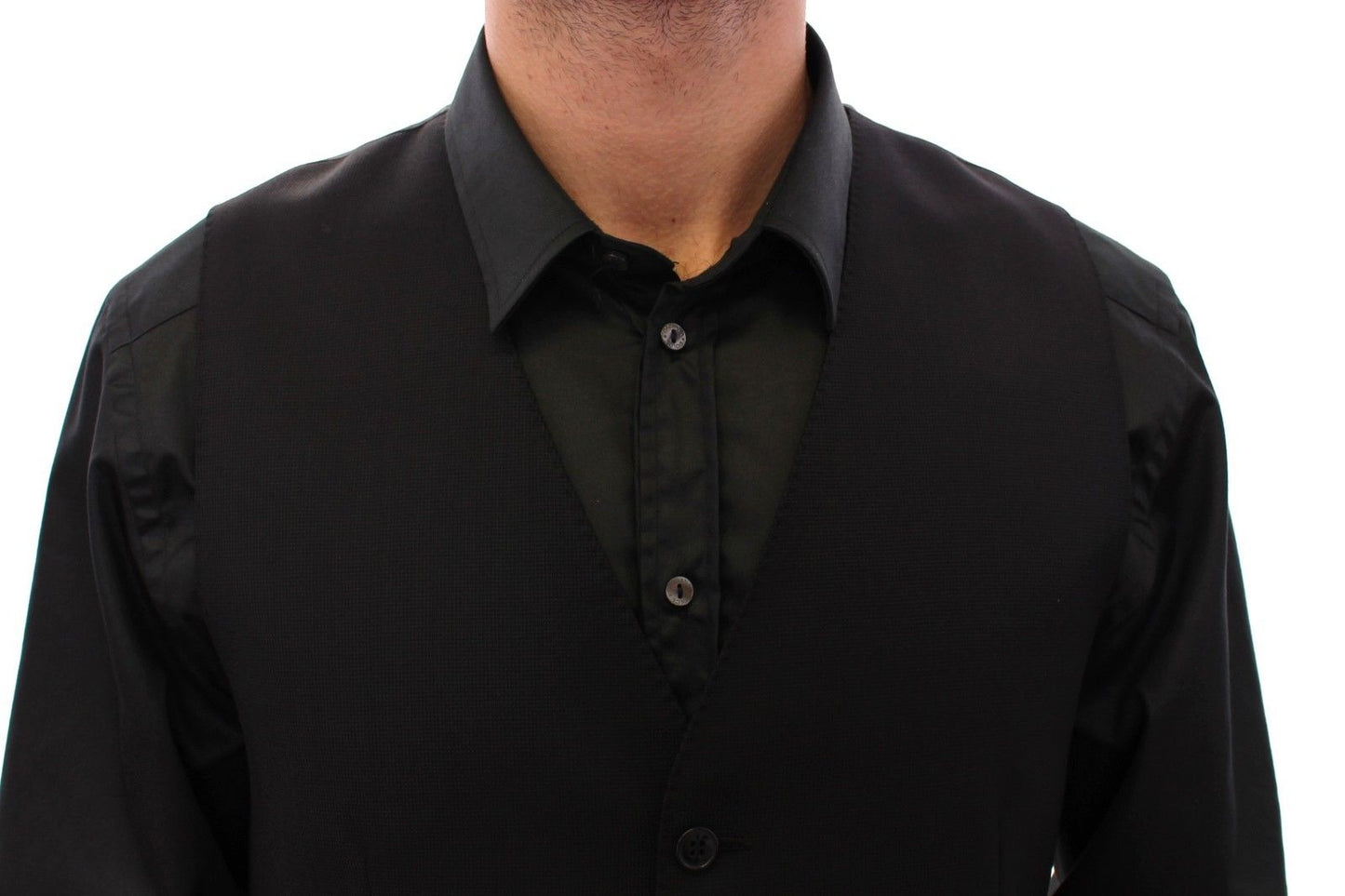 Schwarze Wollweste Logo Gilet Weste