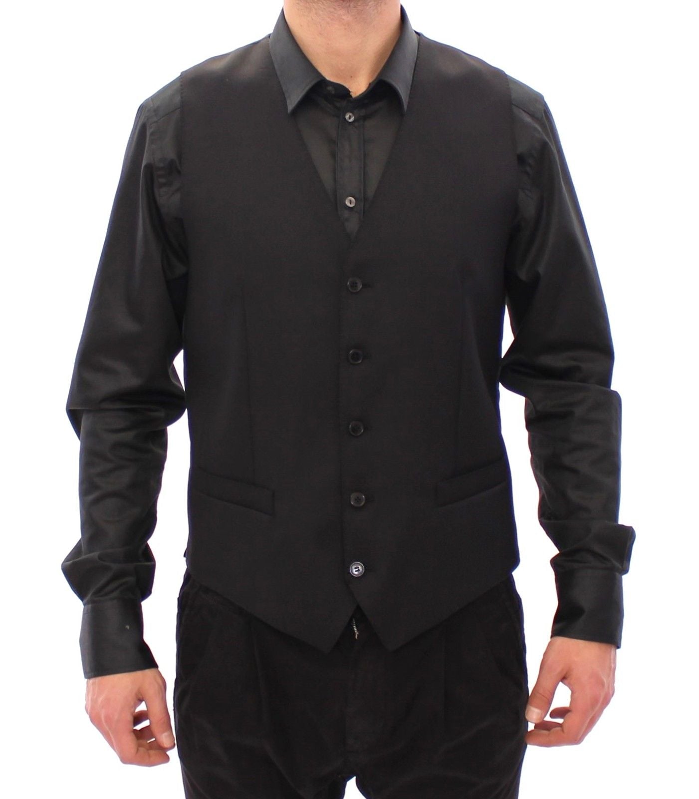 Schwarze Wollweste Logo Gilet Weste