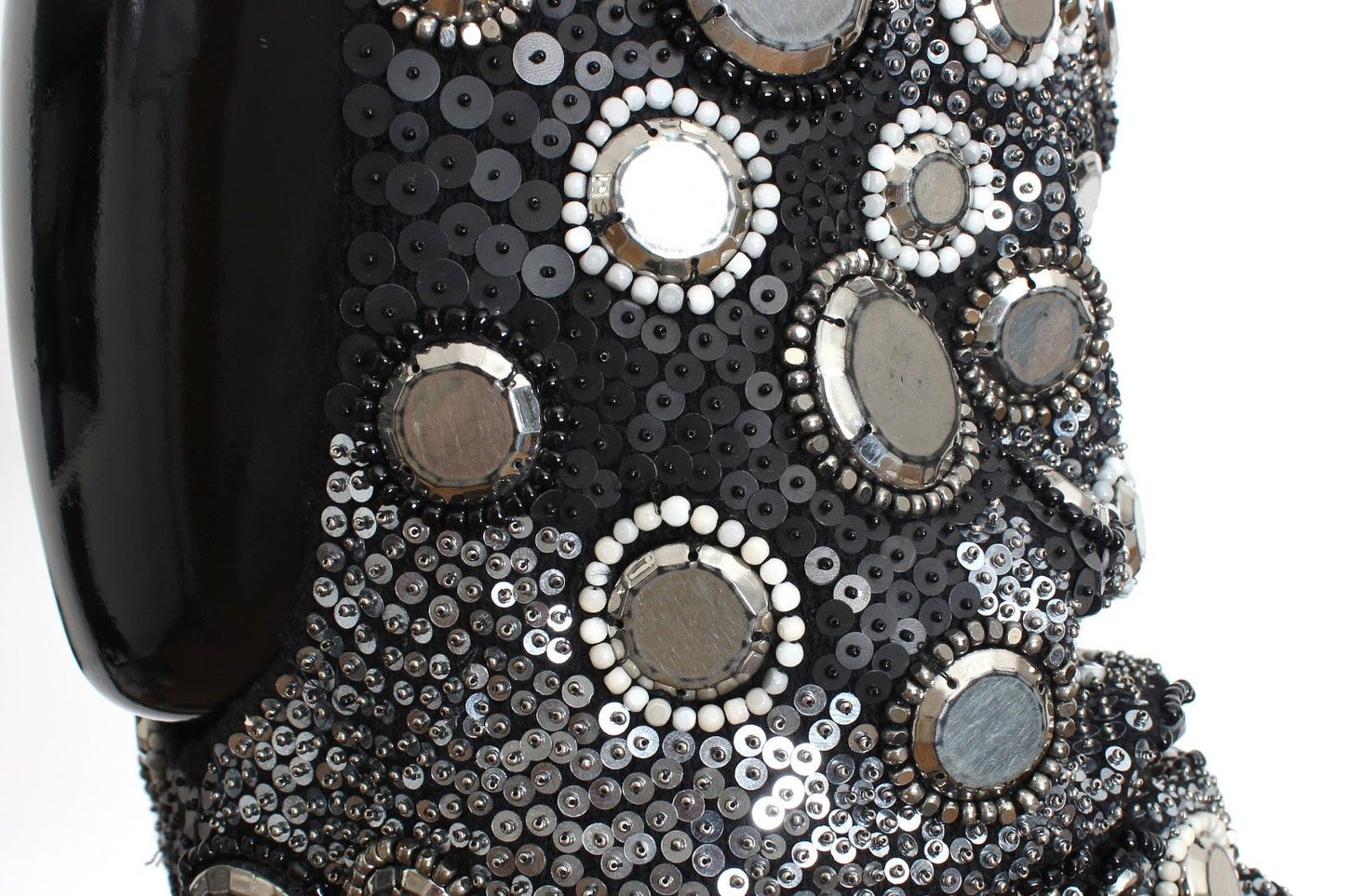 Schwarze Woll-Kristall-Laufsteg-Häkelkapuze für Männer