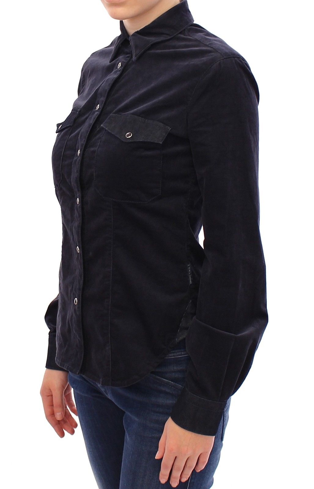 Blaues Stretch-Button-Down-Hemd