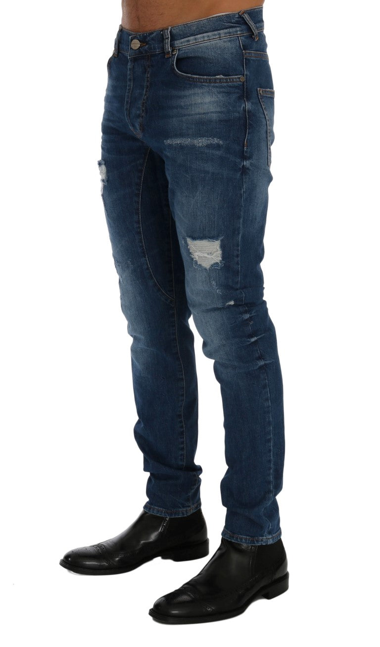 Blaue Waschung Zerrissene Dundee Slim Fit Jeans