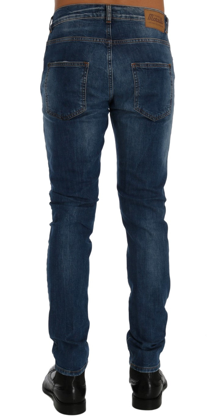Blaue Waschung Zerrissene Dundee Slim Fit Jeans
