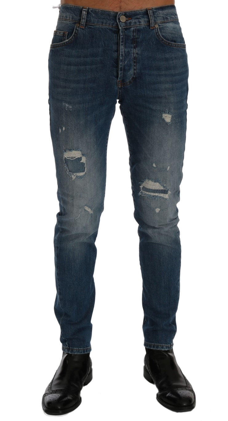 Blaue Waschung Zerrissene Dunfermile Slim Fit Jeans